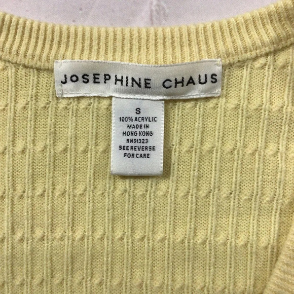 Josephine Chaus Yellow V-Neck Long Sleeve Cardigan - Size Small - Picture 5 of 6